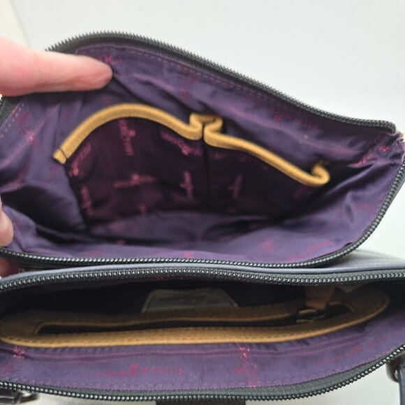 Anuschka Hand Painted Patchwork Pewter Three-Compartment Convertible Crossbody - Picture 3 of 9